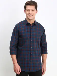 Allen Solly Men Spread Collar Tartan Checked Cotton Slim Fit Casual Shirt