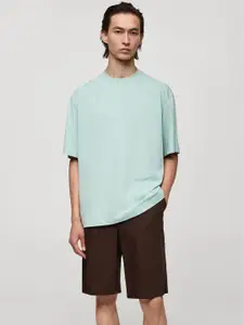 MANGO MAN Drop-Shoulder Sleeves Pure Cotton Oversized T-shirt