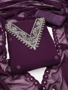 JULEE Embroidered Sequinned Silk Georgette Unstitched Dress Material