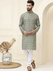 SOJANYA Geometric Printed Regular Pure Cotton Kurta With Pyjama