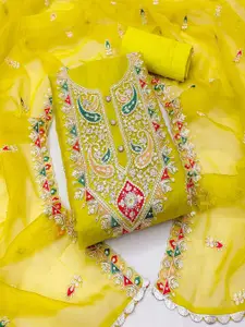 ASISA Ethnic Motifs Embroidered Beads and Stones Organza Unstitched Dress Material