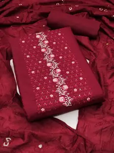 JULEE Floral Embellished Sequinned Detail Pure Silk Unstitched Dress Material