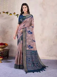 Mitera Floral Zari Printed Saree