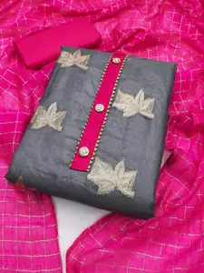 JULEE Floral Woven Design Gotta Patti Detail Unstitched Dress Material