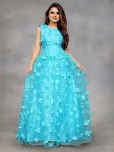 JULEE Embroidered Net Gown Maxi Dress