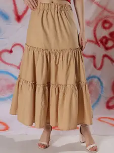 NEUDIS Women Flared Pure Cotton Maxi Skirt