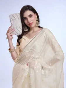 Mitera Sequinned Embroidered Saree With Blouse Piece