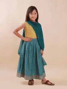 Sangria Girls Embroidered Sequinned Lehenga Choli & Dupatta