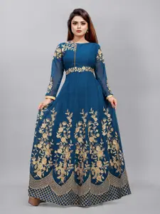 JULEE Women Floral Embroidered Georgette Fit & Flare Maxi Dress