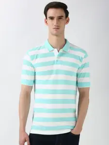 Peter England Men Striped Polo Collar Cotton T-shirt