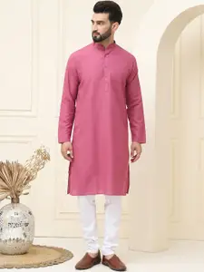 SOJANYA Mandarin Collar Cotton Linen Straight Kurta with Pyjamas