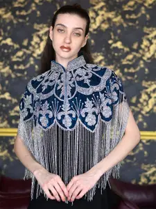 ODETTE Embroidered Crop Tie-Up Shrug