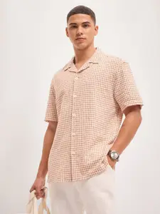 THE BEAR HOUSE Men Micro Checks Pure Cotton Casual Shirt