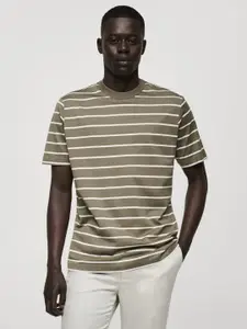 MANGO MAN Striped Pure Cotton T-shirt