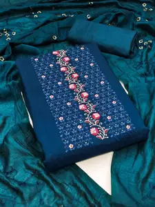 JULEE Floral Embroidered Sequinned Detail Pure Silk Unstitched Dress Material