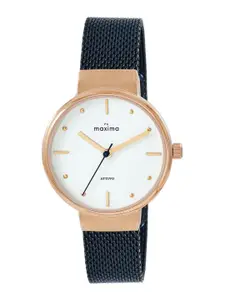 maxima Women Embellished Dial & Stainless Steel Straps Analogue Watch 68861CMLT