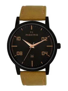 maxima Men Printed Dial & Leather Straps Analogue Watch 66350LMGB