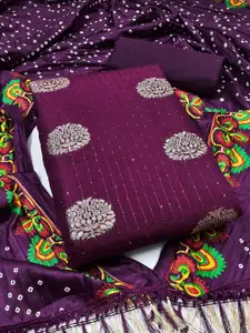 JULEE Woven Design Sequinned Pure Silk Unstitched Dress Material