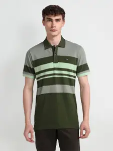 Arrow Sport Men Striped Polo Collar Cotton T-shirt