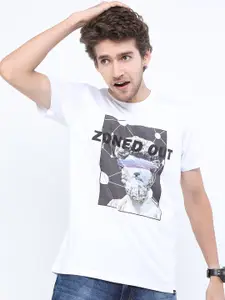 HIGHLANDER Men Graphic Printed Round Neck Cotton Slim Fit T-shirt