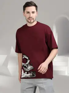 Elibolz Men Graphic Printed Round Neck Cotton Oversized T-shirt
