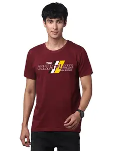 ADRO Men Typography Printed Pure Cotton Round Neck T-shirt