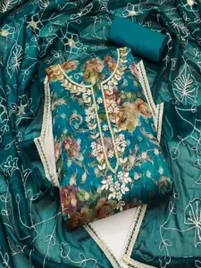 ASISA Floral Embroidered Beads and Stones Organza Unstitched Dress Material