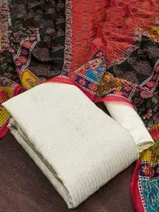 LADY SHOPI Striped Embellished Sequinned Chanderi Unstitched Dress Material