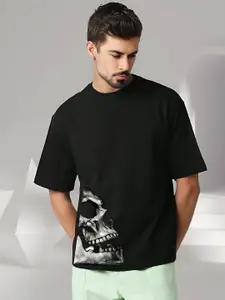 Elibolz Men Graphic Printed Round Neck Cotton Oversized T-shirt