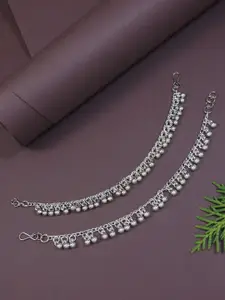 I Jewels Oxidised Contemporary Ghungroo Jhumka Earchain