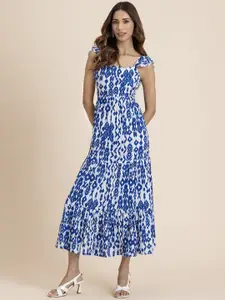 Moomaya Printed Tiered Fit and Flare Midi Dress
