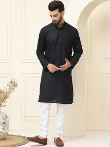 SOJANYA Mandarin Collar Regular Cotton Linen Kurta With Pyjama