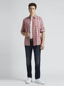 Pepe Jeans Men Spread Collar Tartan Checked Cotton Casual Shirt