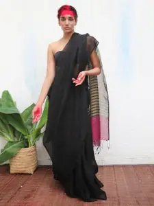 Chidiyaa Colourblocked Pure Linen Saree