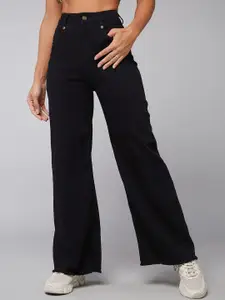 DOLCE CRUDO High Rise Clean Look Regular-Length Stretchable Wide Leg Denim Jeans