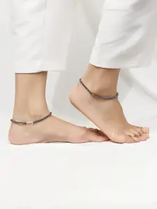Sangria Set Of 2 925 Sterling Silver Rhodium-Plated Beaded Anklets