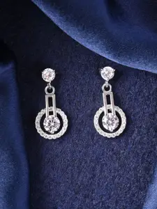 Clara 925 Sterling Silver Rhodium-Plated Cubic Zirconia Contemporary Dulce Drop Earrings