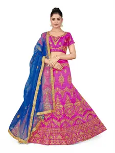 Maroosh Embellished Thread Work Silk Unstitched Lehenga & Blouse With Dupatta
