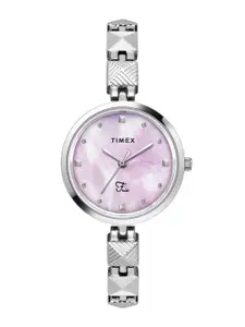 Timex Women Brass Mother of Pearl Dial & Stainless Steel Bracelet Style Straps Analogue Watch TWEL18307