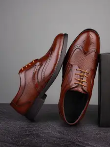 MENGLER Men Solid Leather Formal Brogues