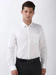 Peter England Men Spread Collar Geometric Printed Cotton Formal Shirt