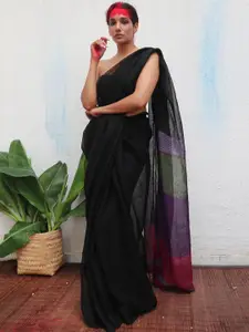 Chidiyaa Colourblocked Pure Linen Saree