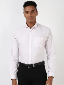 Peter England Men Spread Collar Vertical Striped Cotton Slim Fit Formal Shirt