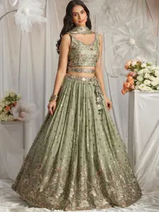 panchhi Embroidered Sequinned Semi Stitched Lehenga & Unstitched Blouse With Dupatta