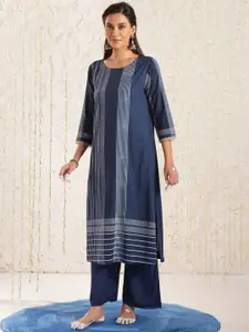 JAYPORE Striped Modal A-Line Kurta