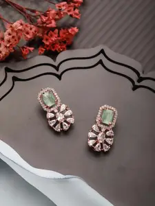 Jazz and Sizzle Rose Gold-Plated American Diamond Floral Stud Earrings