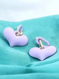 KRENOZ Rhodium-Plated Heart Shaped Drop Earrings