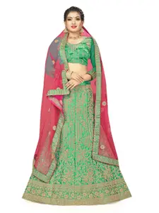 Maroosh Embroidered Thread Work Silk Unstitched Lehenga & Blouse With Dupatta