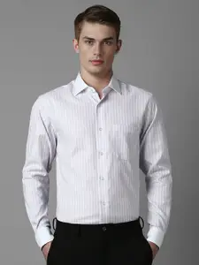 Louis Philippe Men Classic Spread Collar Vertical Striped Cotton Formal Shirt