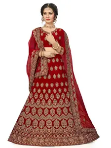 Maroosh Embroidered Thread Work Unstitched Lehenga & Blouse With Dupatta